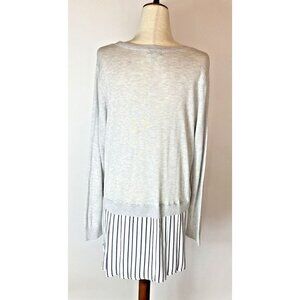 Susma Womens Sz 1X Plus Pullover Gray Grey Knit Sweater Shirttail Hem Soft Cozy